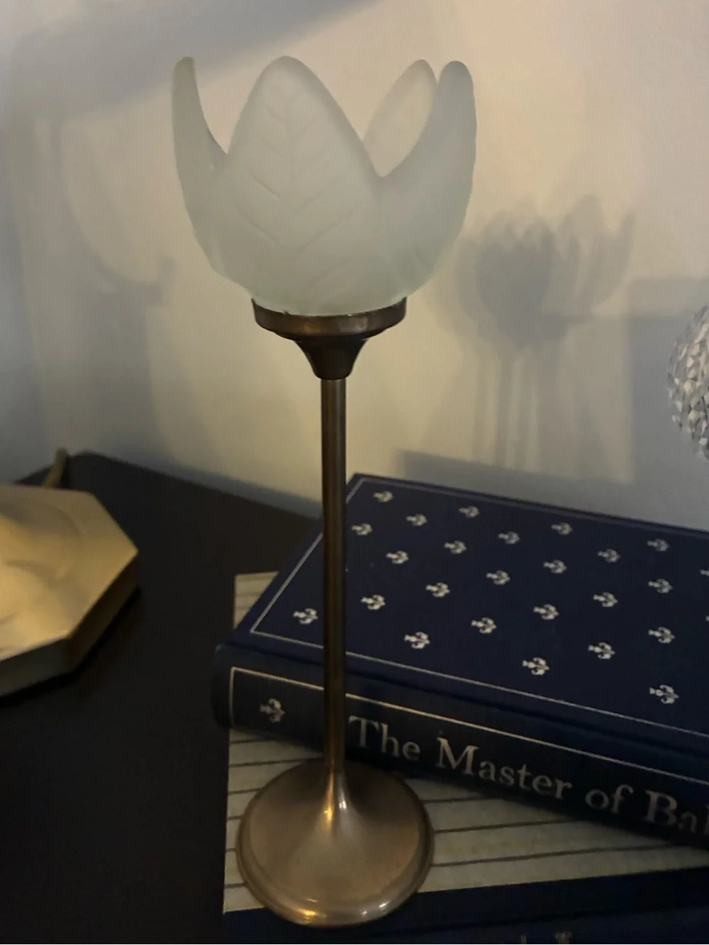 Vintage Brass Tulip Tea light Candle Holder | Frosted Glass Cottagecore Romantic